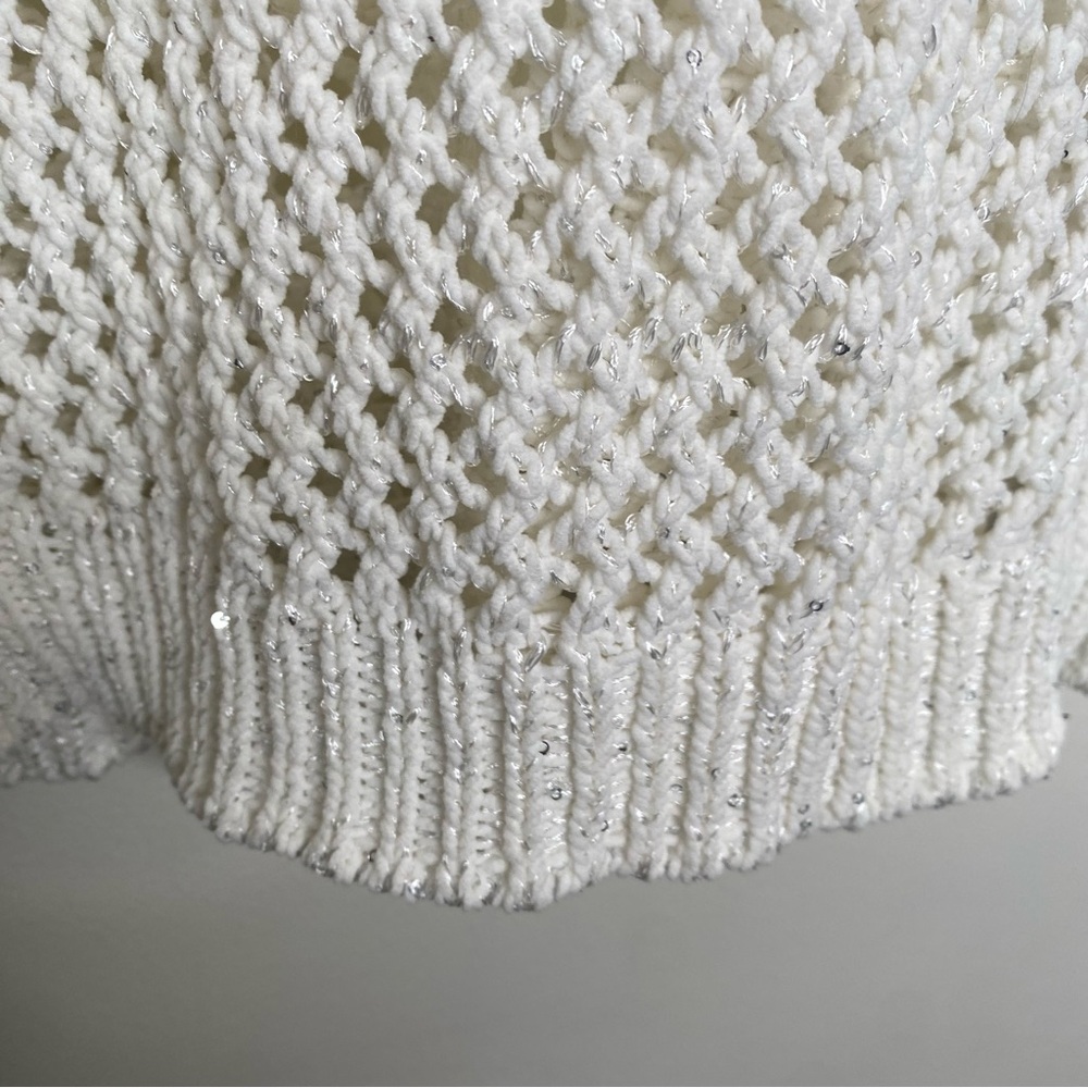 Joie Open Knit Crochet Hooded Sparkle Sweater in size M Ivory - Picture 8 of 15